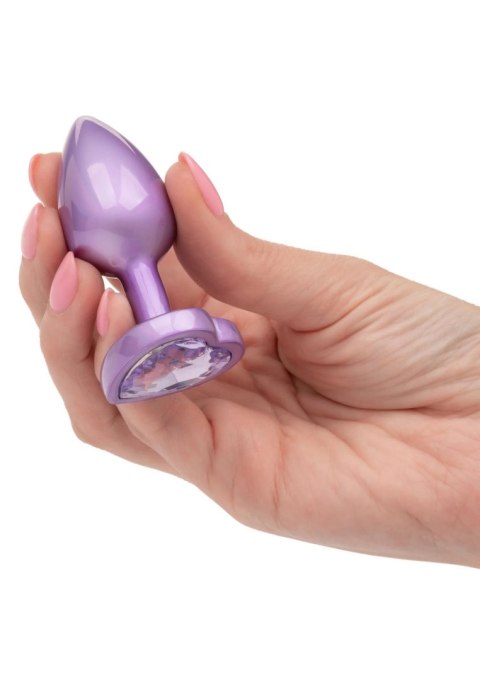 Mały korek analny z kryształowym sercem Calexotics fioletowy 6cm