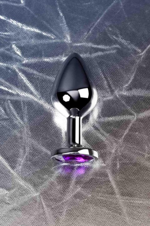 Srebrny korek analny TOYFA Metal z ametystowym kamieniem 8cm