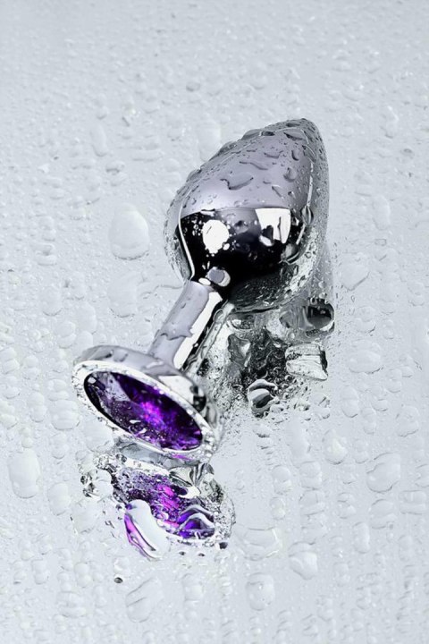 Srebrny korek analny TOYFA Metal z ametystowym kamieniem 8cm
