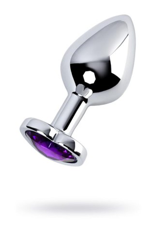 Srebrny korek analny z fioletowym kryształkiem serca Metal by TOYFA