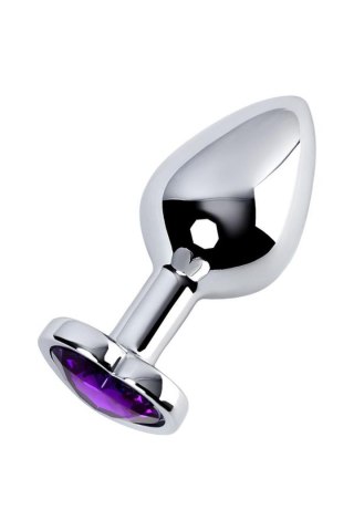 Srebrny korek analny z fioletowym kryształkiem serca Metal by TOYFA