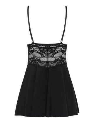 Babydoll koronkowy z stringami Obsessive czarna S/M