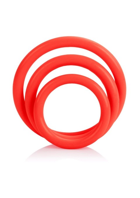 Pierścienie erekcyjne Tri Rings silikonowe czerwone Calexotics