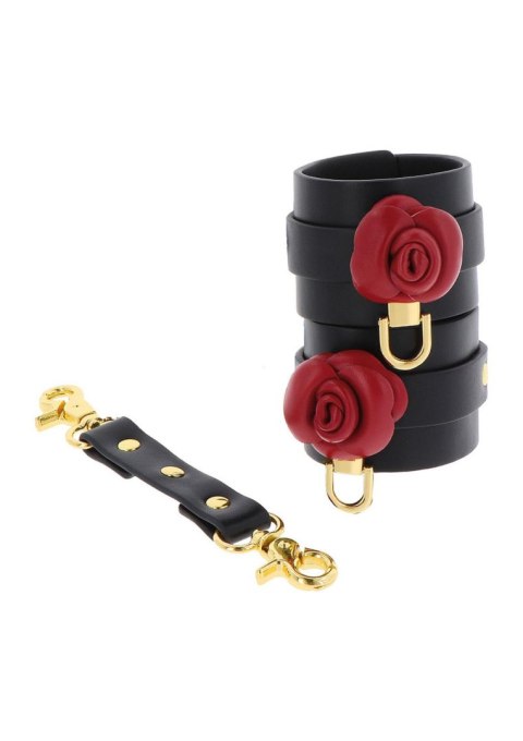 Kajdanki Taboom Wild Roses z różą czarne