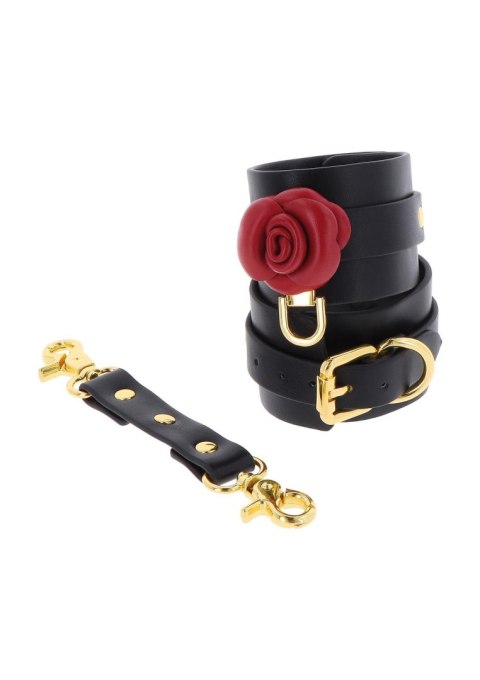 Kajdanki Taboom Wild Roses z różą czarne