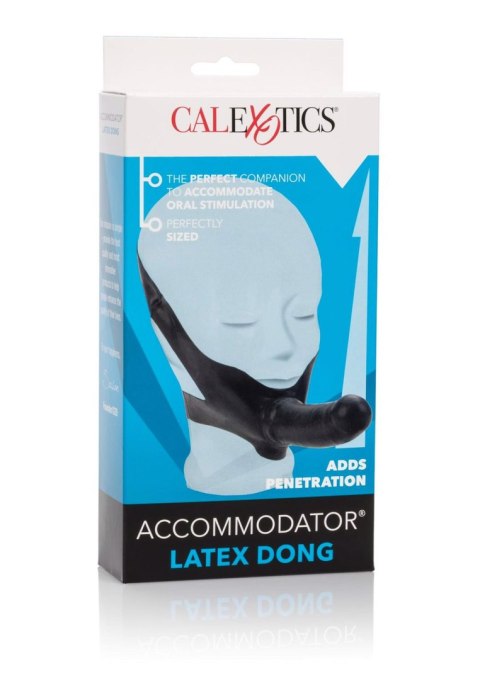 Knebel z lateksowym dildem The Accommodator czarny 14 cm z wibracją