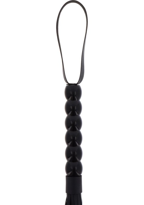 Pejcz z koralikami PU czarny 60 cm