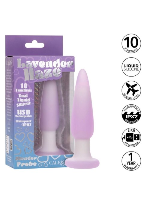 Plug analny wibrujący Calexotics Lavender Haze fioletowy silikonowy