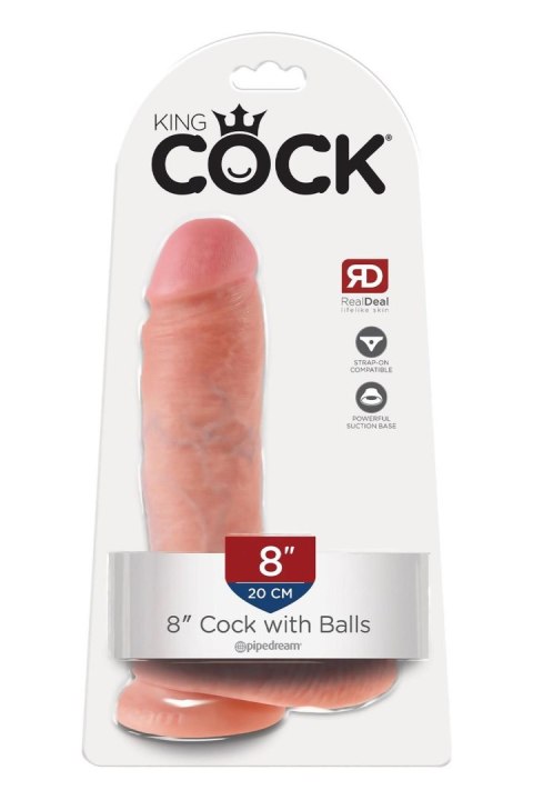 Dildo realistyczne King Cock 20 cm z jądrami Pipedream jasny