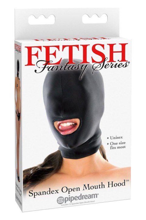Kaptur z otworem na usta Fetish Fantasy Series spandex czarny