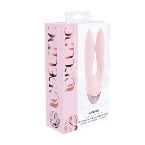 Wibrator podwójny Amour Loveline silikonowy różowy 11 cm