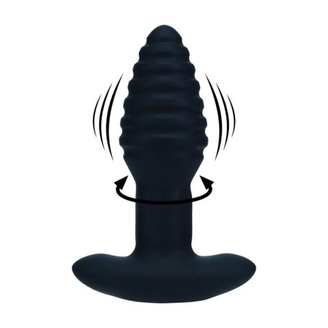 Korek analny Levelz wibrujący rotacyjny karbowany silikonowy czarny 12,5 cm