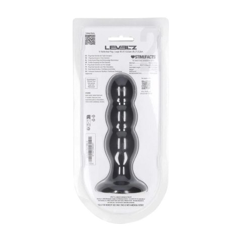 Korek analny potrójny z grzechotką Levelz silikonowy L czarny 13,5cm