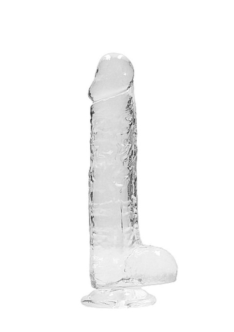Dildo realistyczne z jądrami RealRock Crystal Clear transparentne 21 cm