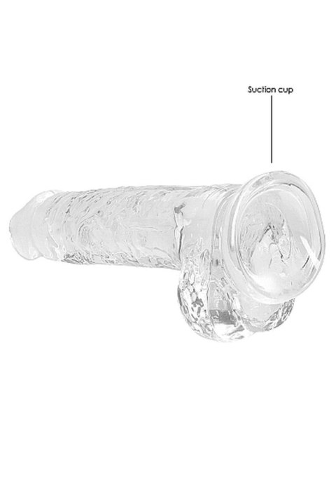 Dildo realistyczne z jądrami RealRock Crystal Clear transparentne 21 cm