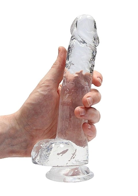 Dildo realistyczne z jądrami RealRock Crystal Clear transparentne 21 cm