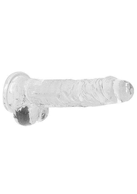 Dildo realistyczne z jądrami RealRock Crystal Clear transparentne 21 cm
