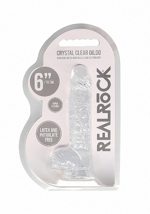 Dildo realistyczne z jądrami transparentne RealRock 17 cm