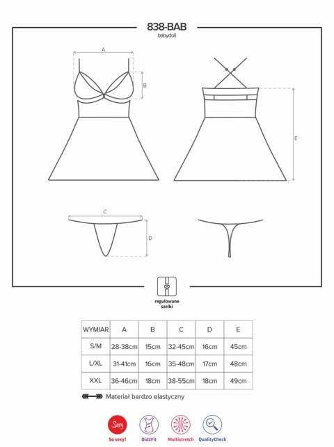Babydoll Obsessive czerwony z stringami S/M