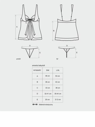 Babydoll z stringami Amanta Obsessive turkusowy S/M