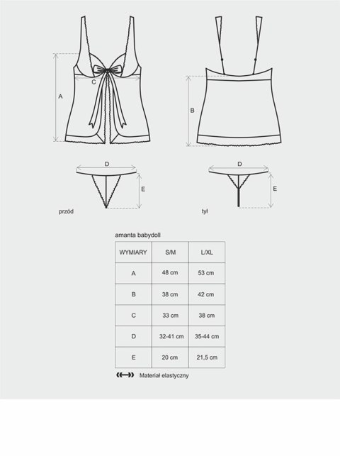 Babydoll z stringami Amanta Obsessive turkusowy S/M