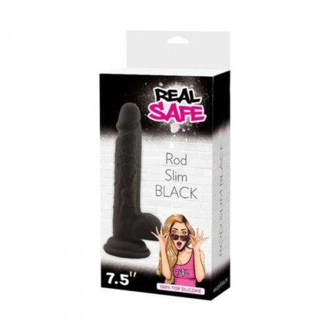 Dildo realistyczne silikonowe Real Safe slim czarny