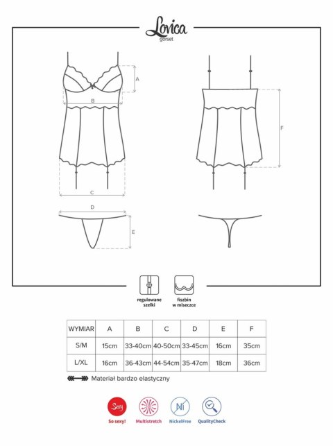 Gorset i stringi Lovica Obsessive czerwony S/M