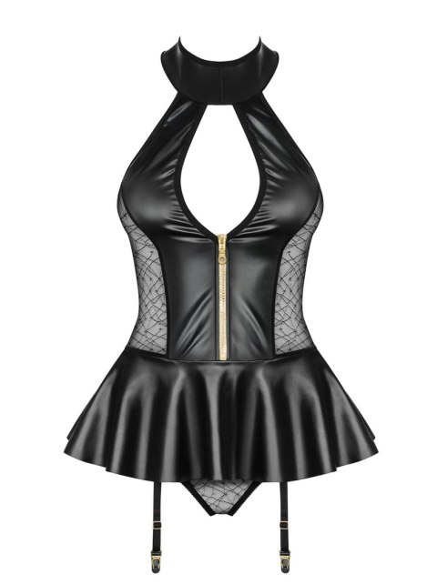 Gorset wet look Obsessive z figami L/XL