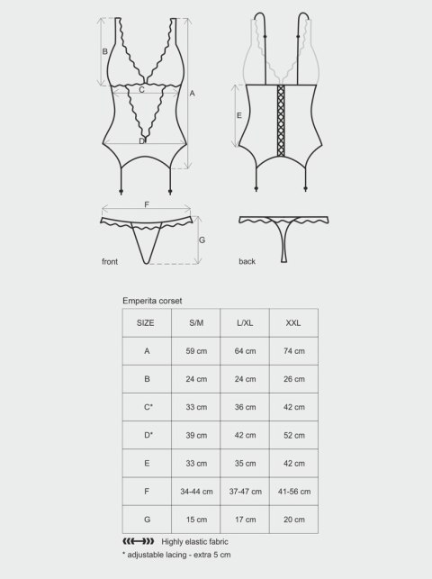 Gorset z pasami i stringi Emperita Obsessive S/M