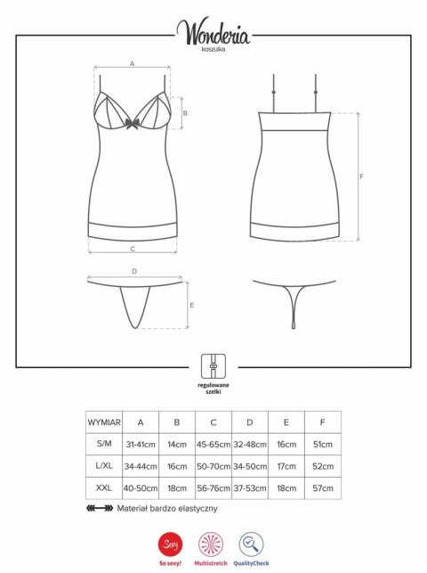 Koronkowa prześwitująca koszulka z stringami Wonderia Obsessive L/XL