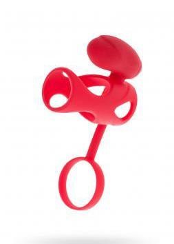 Pierścień wibrujący na łechtaczkę Black&Red czerwony silikonowy 14.5 cm