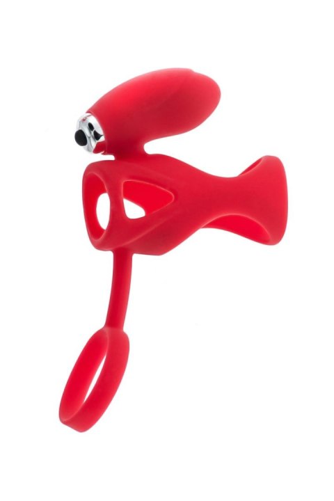 Pierścień wibrujący na łechtaczkę Black&Red czerwony silikonowy 14.5 cm