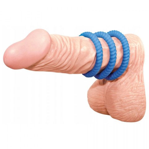 Pierścienie erekcyjne Lust 3 rowkowane silikonowe niebieskie You2Toys