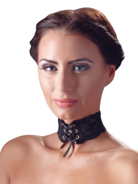 Choker koronkowy z satynową tasiemką Cottelli
