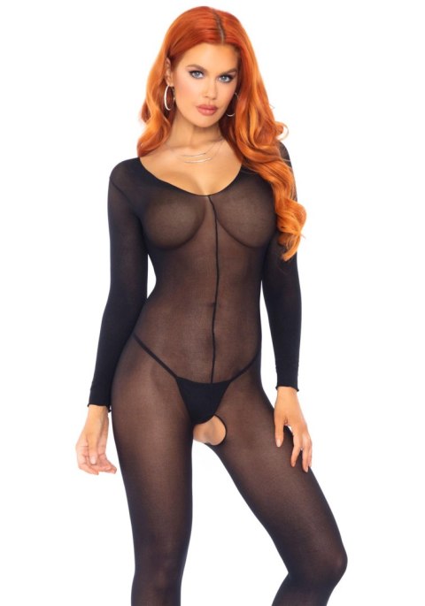Przezroczysty bodystocking Leg Avenue z długim rękawem czarny