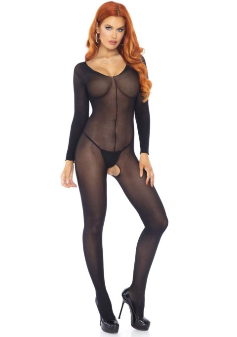 Przezroczysty bodystocking Leg Avenue z długim rękawem czarny