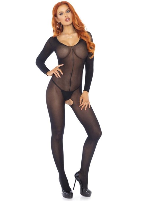 Przezroczysty bodystocking Leg Avenue z długim rękawem czarny