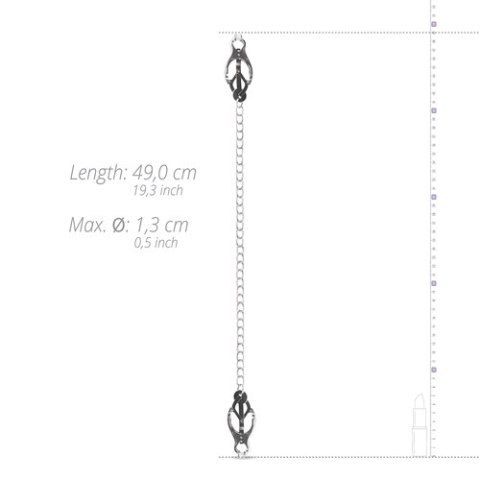 Japońskie zaciski na sutki EasyToys z łańcuchem srebrne 49 cm