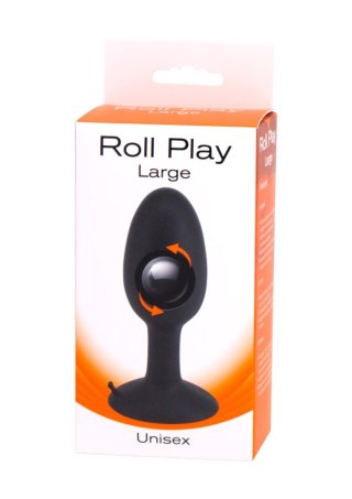 Korek analny Roll Play Large silikonowy czarny z wirującą kulką