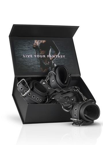 Zestaw kajdanek Hogtie na ręce i kostki EasyToys czarny