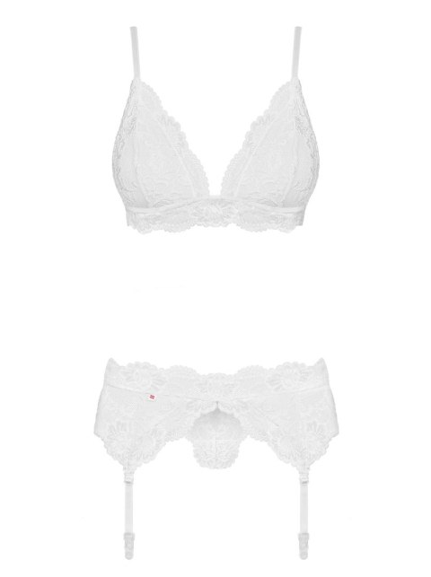 Komplet bielizny Obsessive 810 SEG biały S/M z pasem