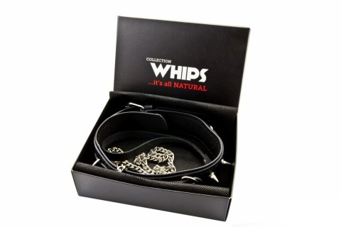 Obroża męska z ćwiekami i smyczą Whips Collection 120 cm