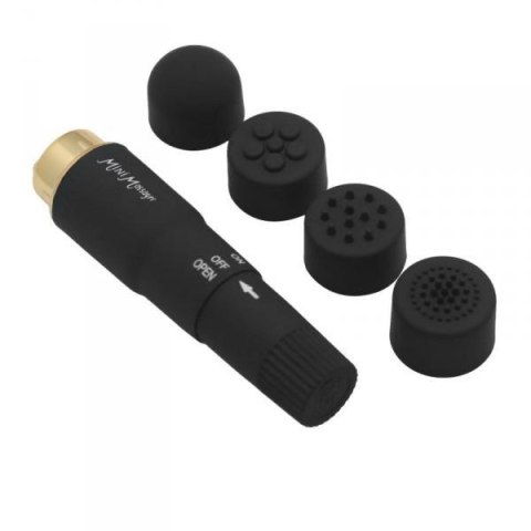 Wibrator mini Toyz4lovers z 4 nasadkami wodoodporny 10 cm