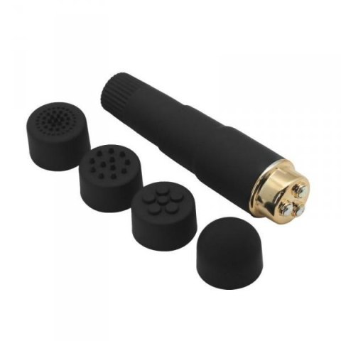 Wibrator mini Toyz4lovers z 4 nasadkami wodoodporny 10 cm